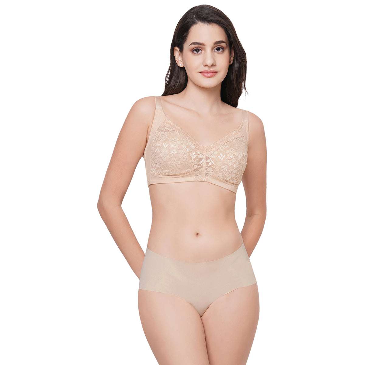 Buy Grace Non-Padded Non-Wired Full Coverage Plus Size Bra - Beige