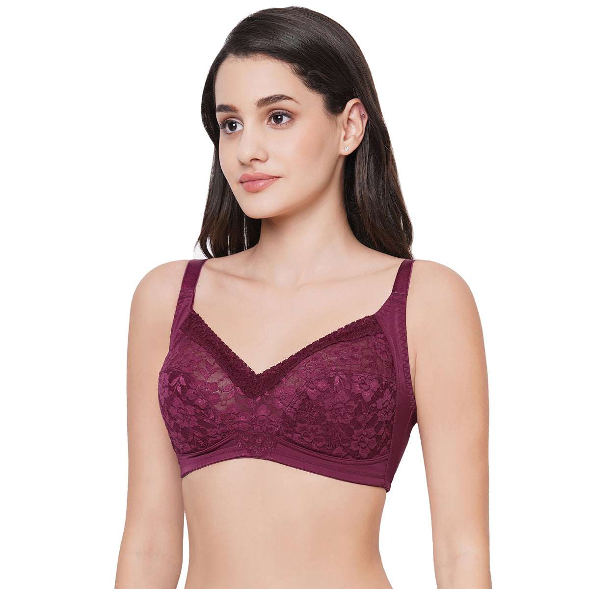 Buy Grace Non-Padded Non-Wired Full Coverage Plus Size Bra - Maroon Online