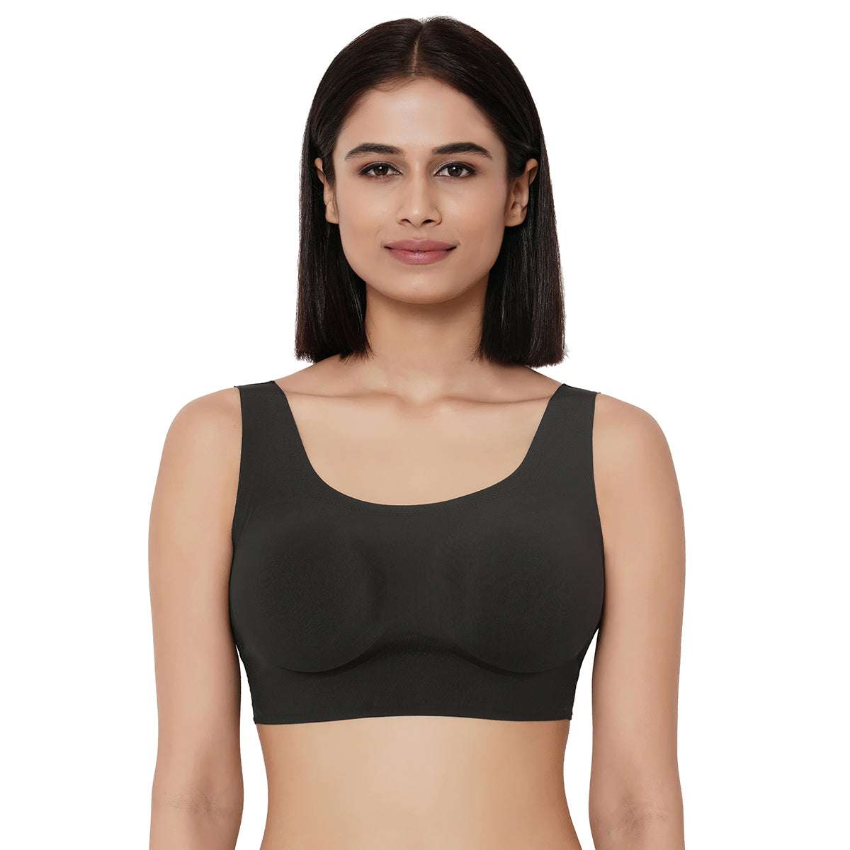 Gococi Nylon Big Padded Non Wired Bras-Black