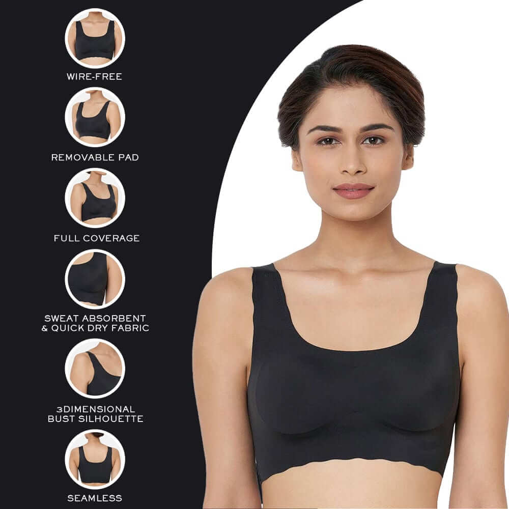 Buy Gococi Padded Non Wired Full Coverage Seamless TShirt Bra Black