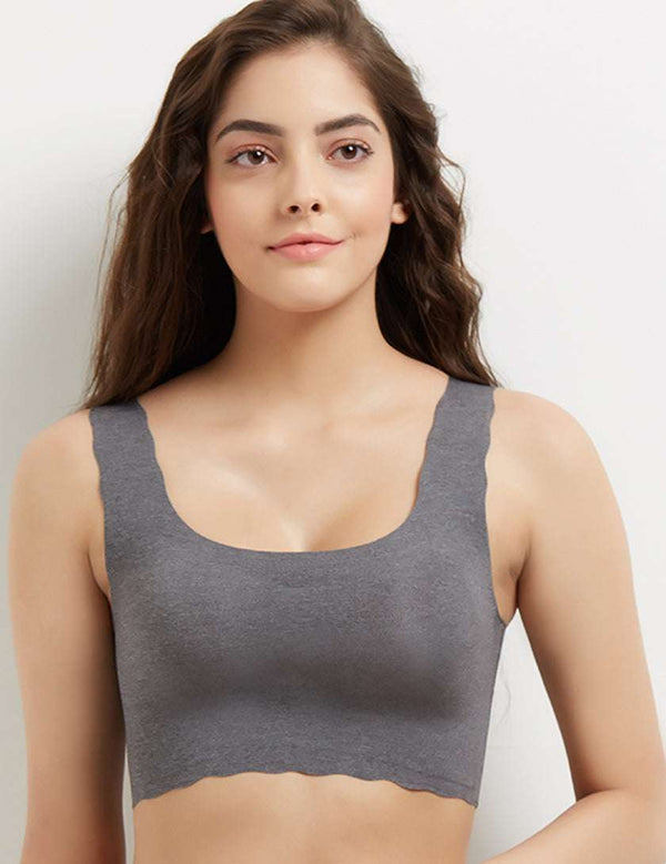 Gococi Padded Non Wired Full Coverage Seamless T-Shirt Bra - Grey