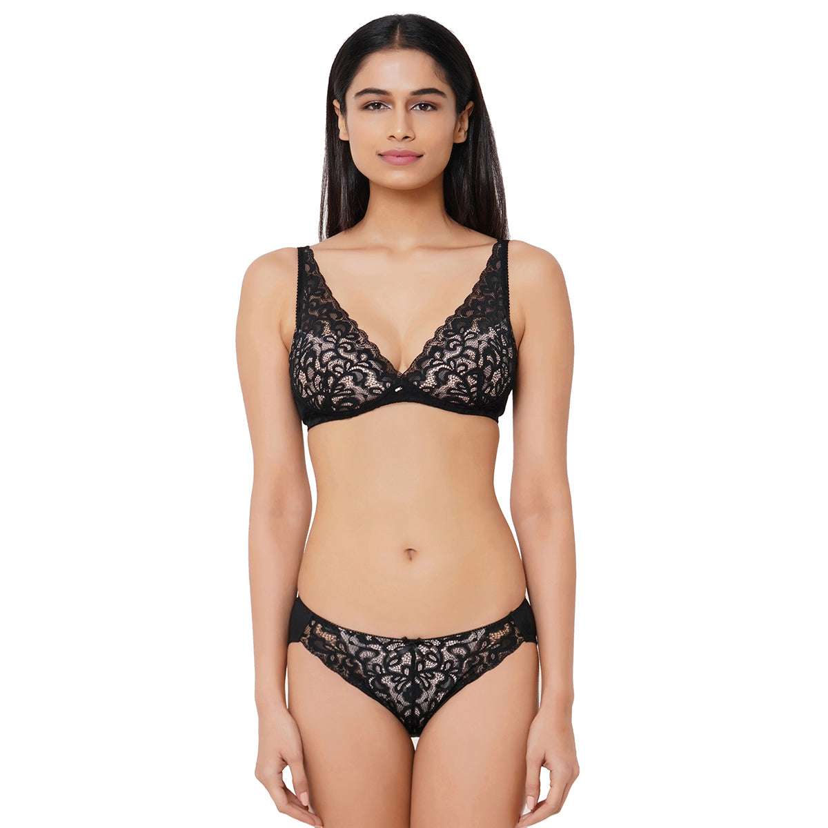 Buy Mystique Low Waist Medium Coverage Lacy Bikini Panty Black Online