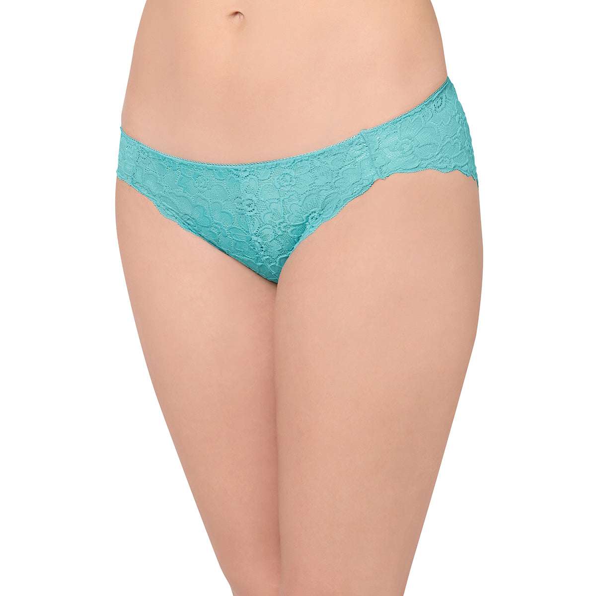 Plush Desire Low Waist Medium Coverage Bridal Wear Lace Bikini Panty - Blue