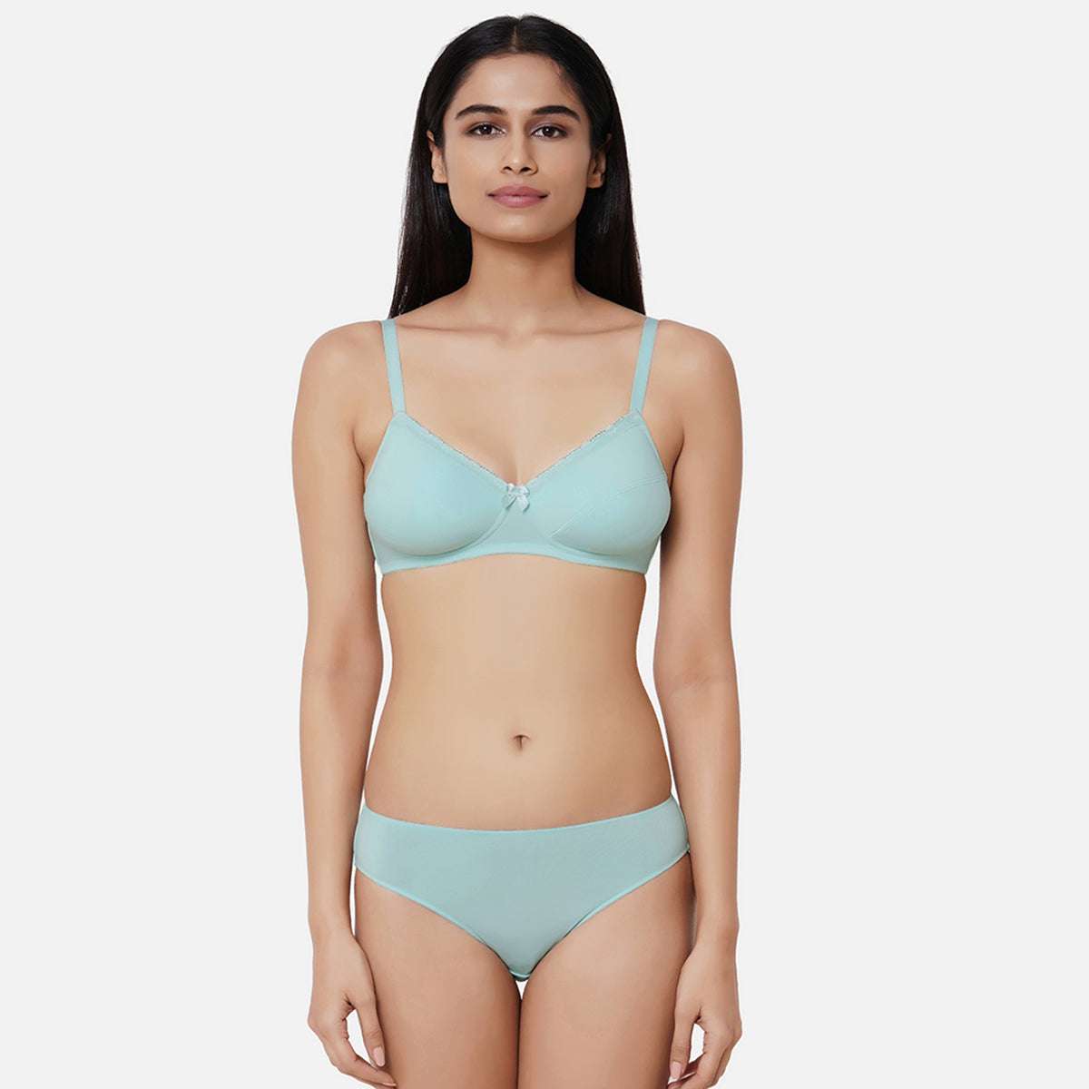 Buy Essentials Non Padded Non Wired Full Cup Cotton Solid Everyday Comfort  Bra - Green Online