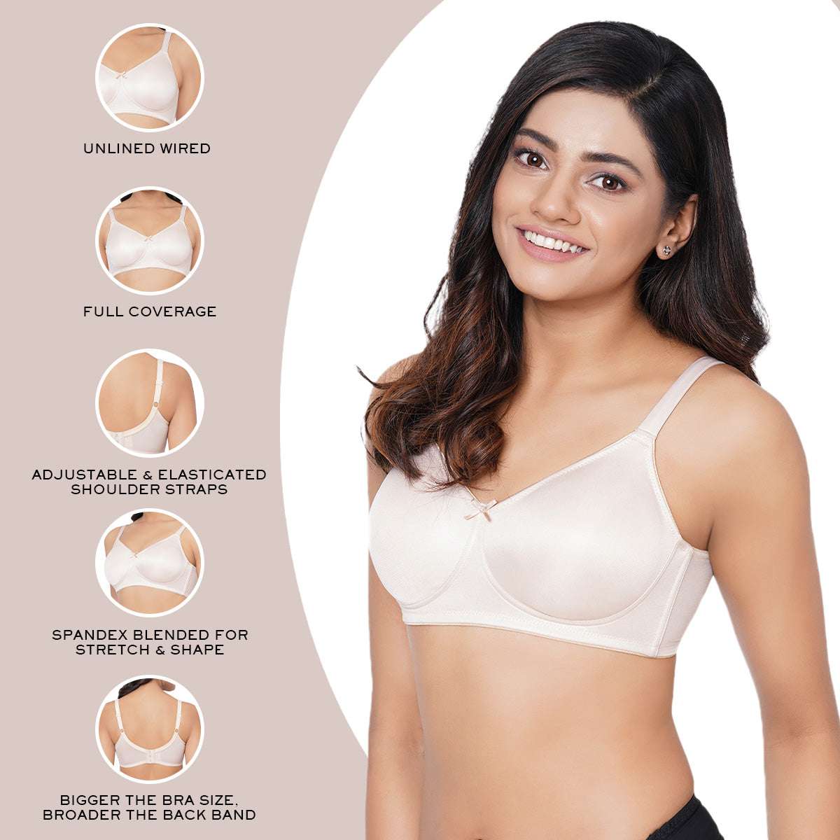 Pixie Minimizer Non Padded Non Wired Full Cup Plus Size Seamless Bra - White