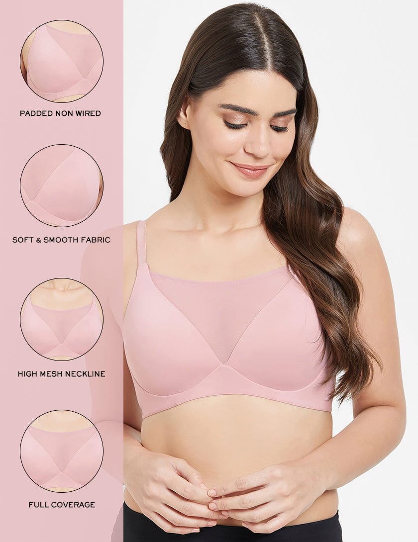 Buy Soft Comfy Everyday Seamless T-Shirt Bra in Pink Color Online