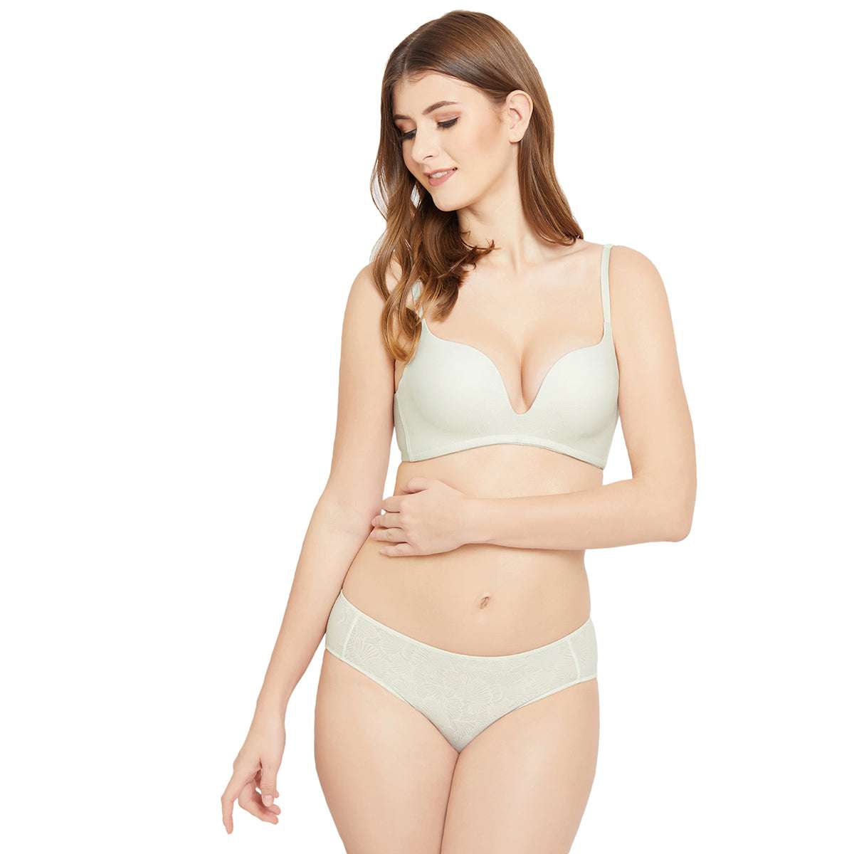Ecozen Padded Non-wired 3/4th Cup Everyday Wear Push-up Bra - Cream