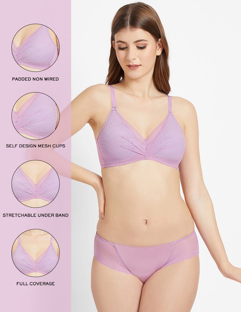 Paloma Padded Non-Wired Full Cup Medium Coverage T-Shirt Bra-Purple