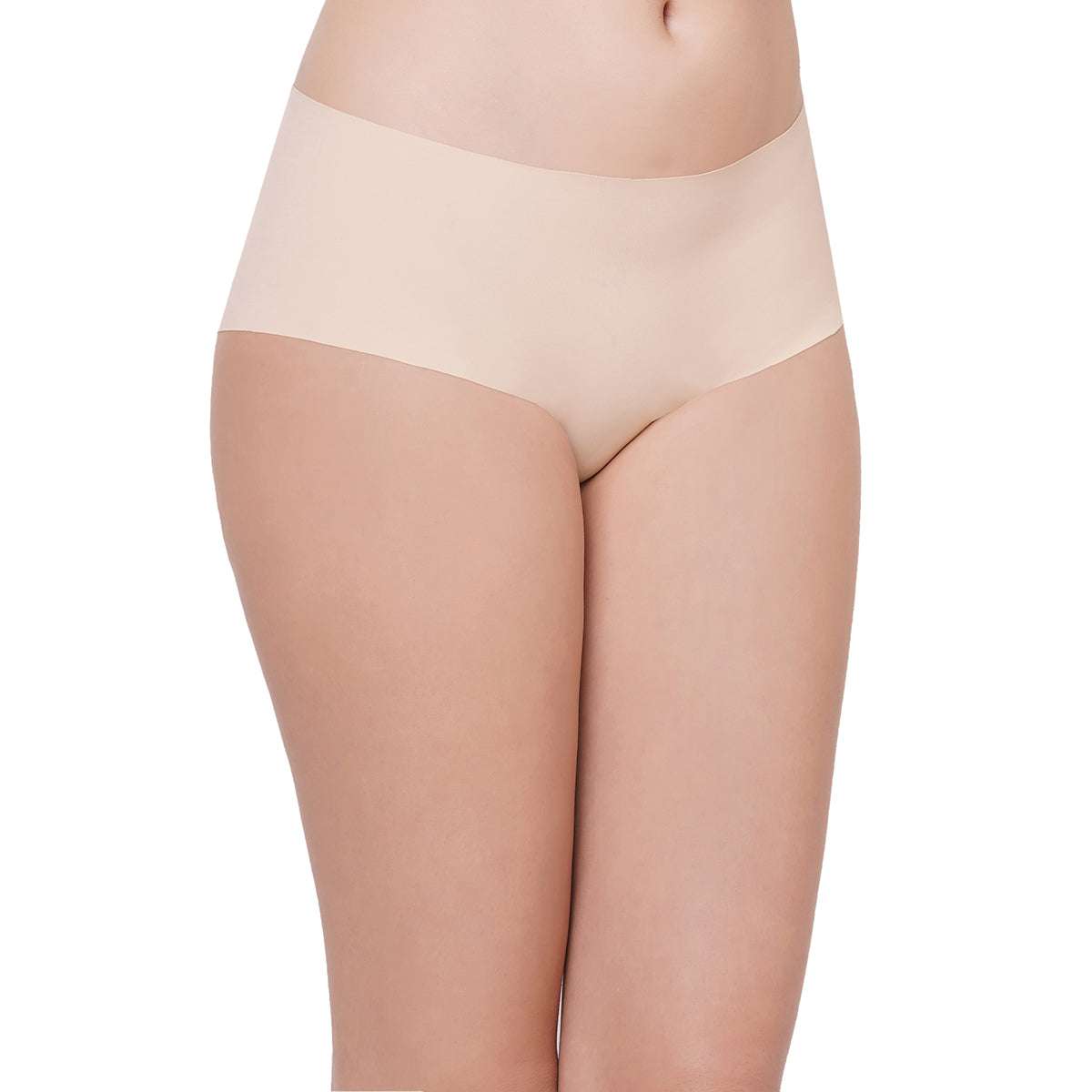 Seamless Mid Waist Full Coverage Everyday Wear Hipster Panty - Beige