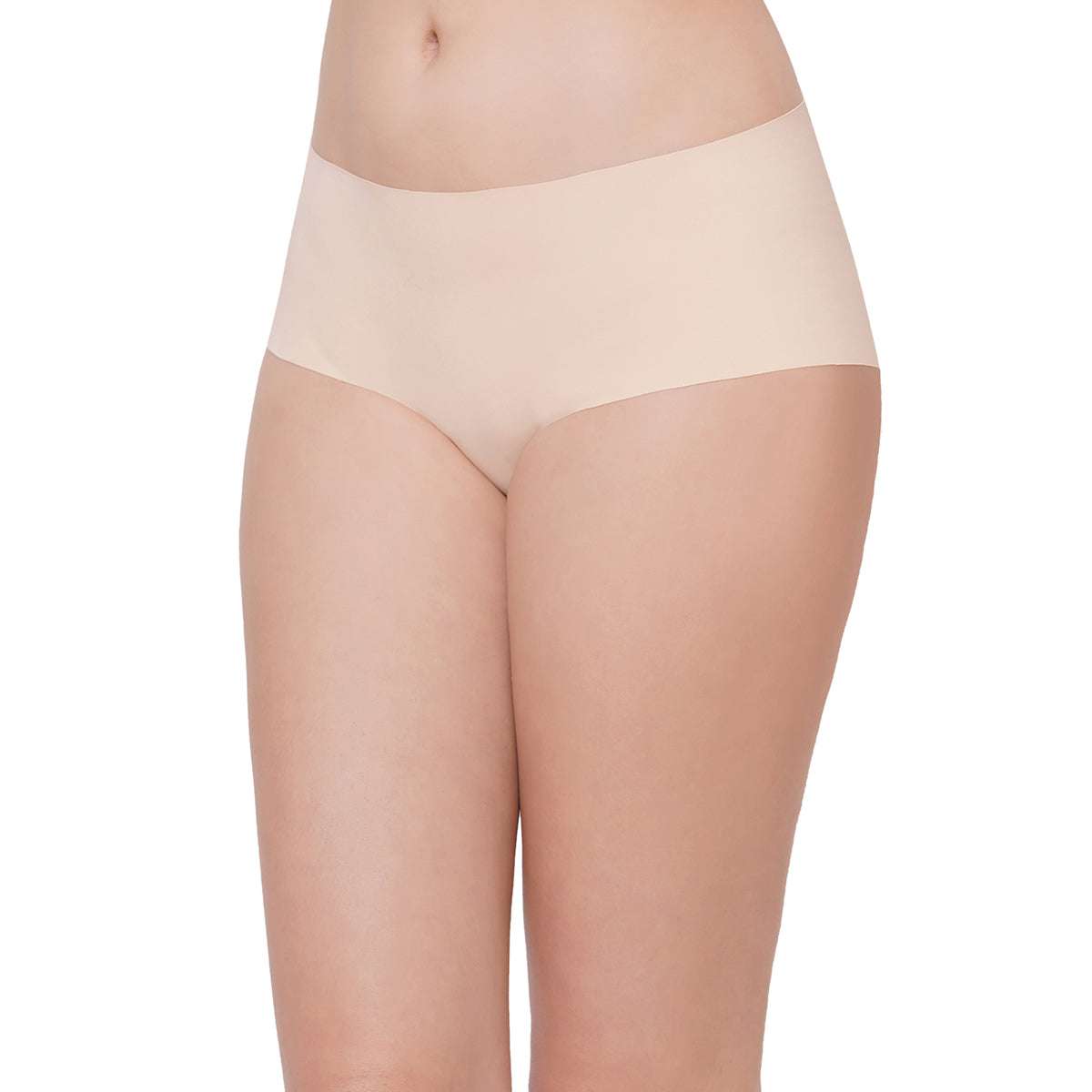 Seamless Mid Waist Full Coverage Everyday Wear Hipster Panty - Beige