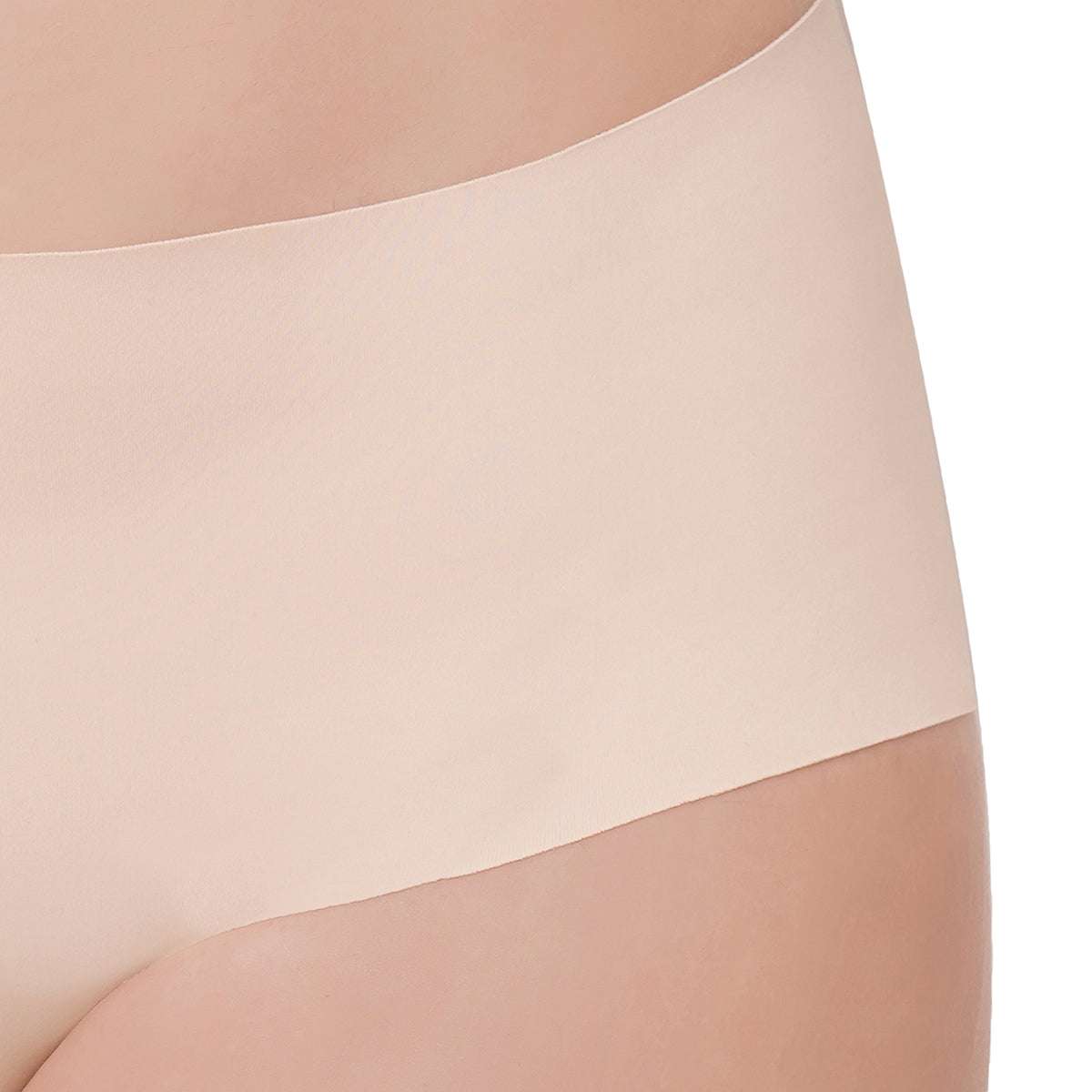 Seamless Mid Waist Full Coverage Everyday Wear Hipster Panty - Beige