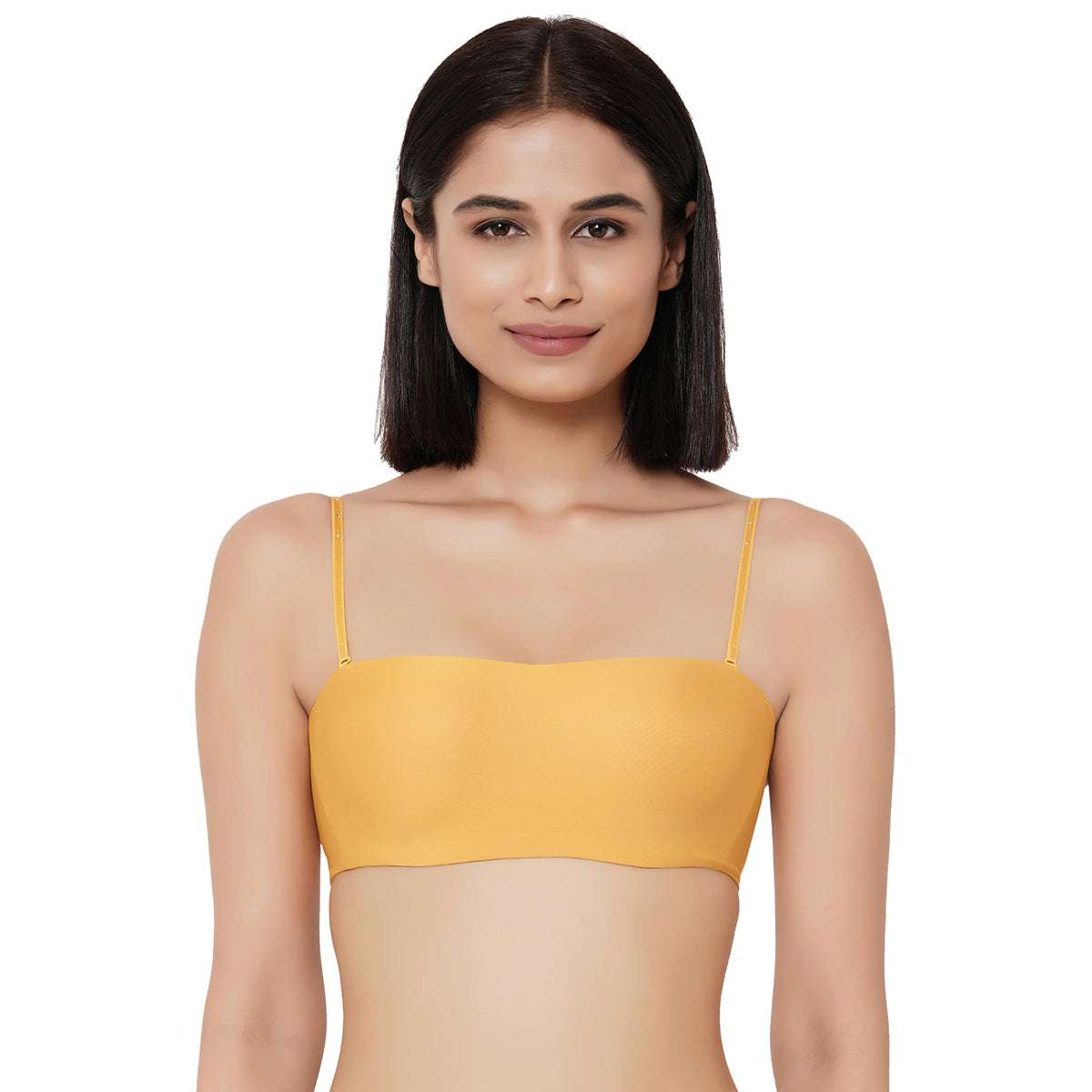 Buy Basic Mold Padded Wired Half Cup Strapless Bandeau T Shirt Bra Yellow  Online
