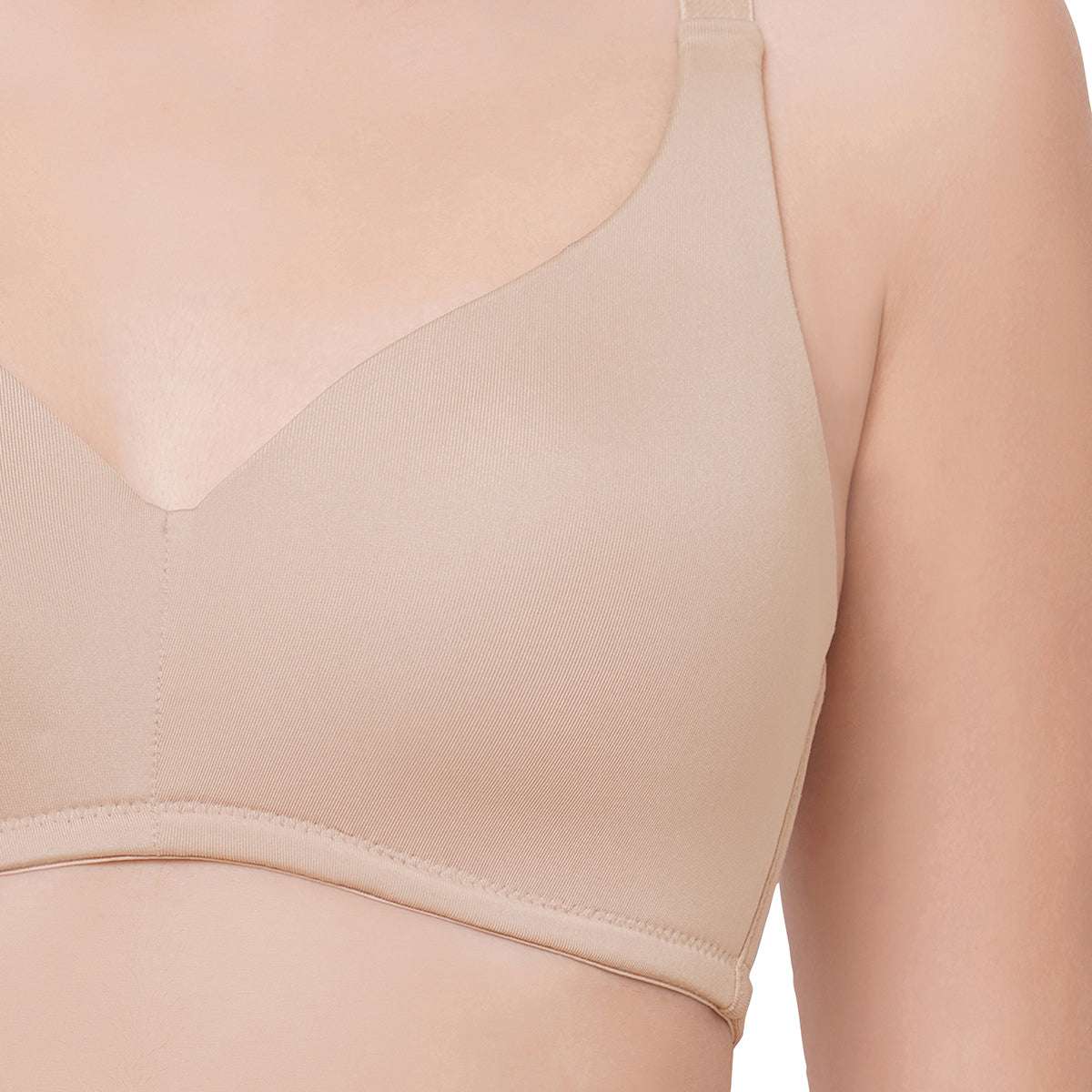 Basic Mold Padded Non Wired Full Coverage Everyday T Shirt Bras - Beig