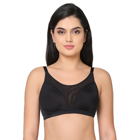 Buy Motion Wear Sports Padded Non-wired Racer Back High Intensity Full  coverage Sports Bra - Black Online