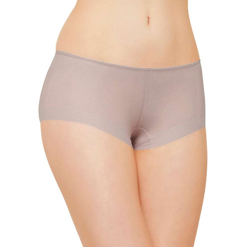 Feel Free Mid Waist Full Coverage Solid Boyleg Panty - Beige