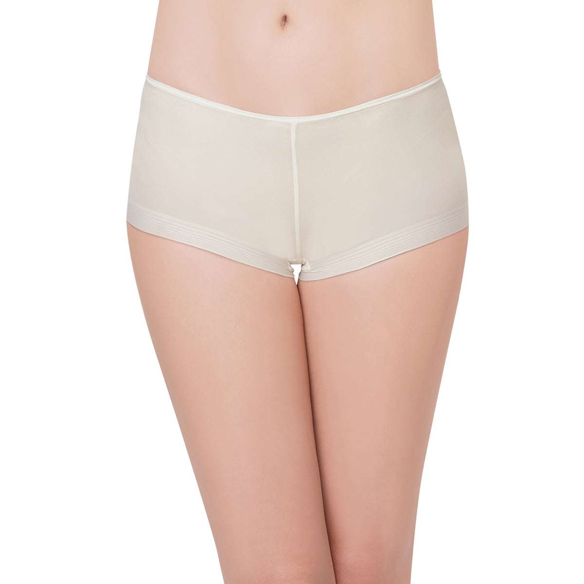 Feel Free Mid Waist Full Coverage Solid Boyleg Panty - Beige